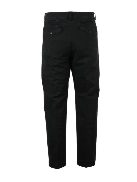 25FW 돈답 스트레이트 팬츠 블랙 컬러의 주름 장식 앞면 스트레치 코튼 - DONDUP