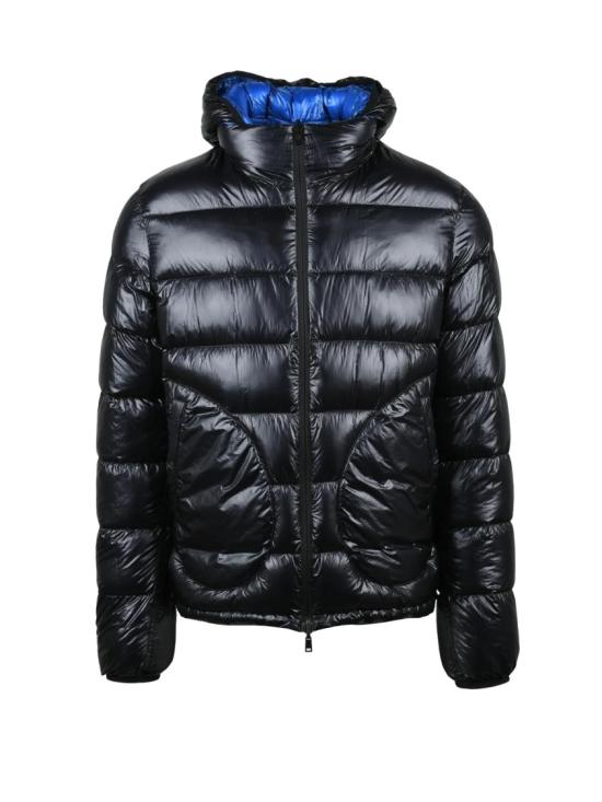 25FW 에르노 숏패딩 파란색 양면 광택 폴리아미드 다운 재킷 - HERNO