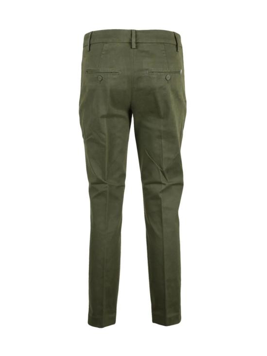 25FW 돈답 스트레이트 팬츠 밀리터리 그린 컬러의 슬림핏 스트레치 코튼 - DONDUP
