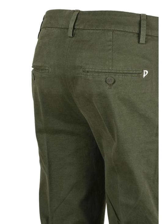 25FW 돈답 스트레이트 팬츠 밀리터리 그린 컬러의 슬림핏 스트레치 코튼 - DONDUP