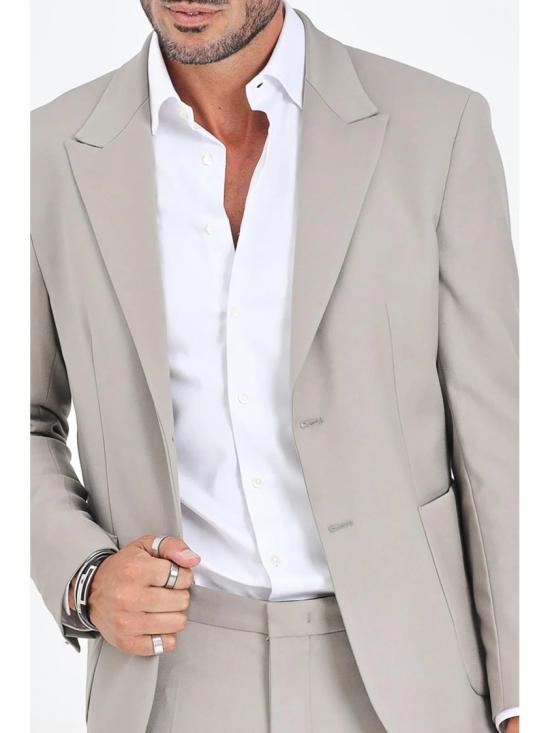 25FW I M BRIAN 수트 자켓 베이지색 라운드넥 비스코스 혼방 블레이저 - I M BRIAN