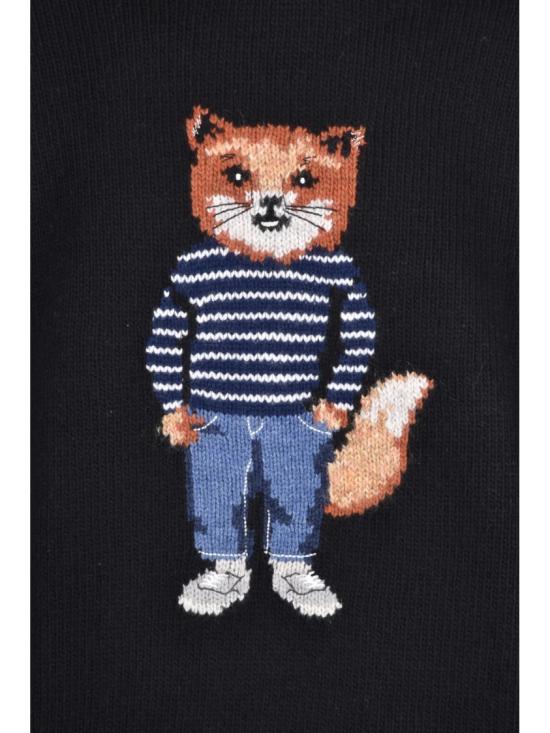 25FW 메종키츠네 니트웨어 블랙 폭스 모티브 울 혼방 크루넥 스웨터 - MAISON KITSUNE