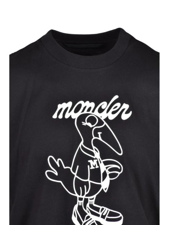 25FW 몽클레어 반팔 티셔츠 블랙 미니멀리스트 그래픽 코튼 티셔츠 - MONCLER