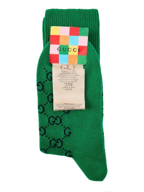 26FW 구찌 인터로킹 GG 로고 코튼 양말 6632774G0563700 Green - GUCCI