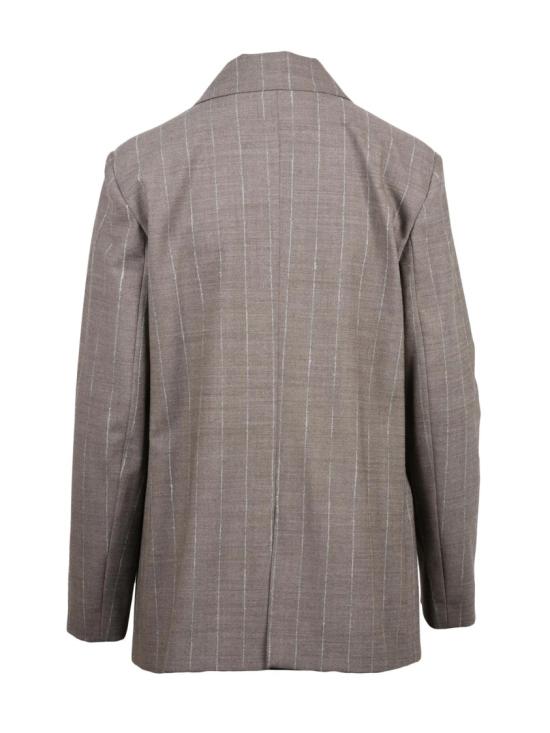 25FW 안토넬리 피렌체 수트 자켓 베이지색 핀스트라이프 더블 브레스트 버진 울 블레이저 - ANTONELLI FIRENZE