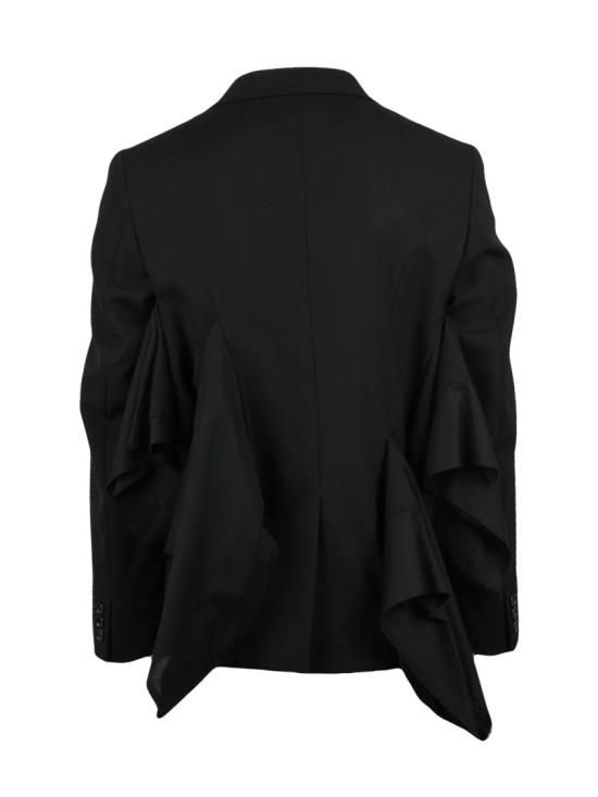25FW 꼼데가르송 수트 자켓 블랙 드레이프 패널 버튼 여밈 울 재킷 - COMME DES GARCONS