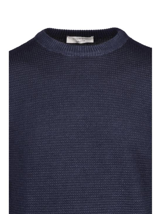 25FW 울앤코 니트웨어 파란색 질감의 메리노 울 크루넥 스웨터 - WOOL & CO