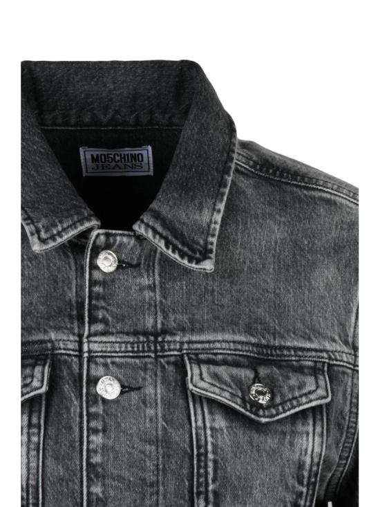25FW 모스키노 데님 자켓 블랙 스트레치 버튼업 코튼  재킷 - MOSCHINO