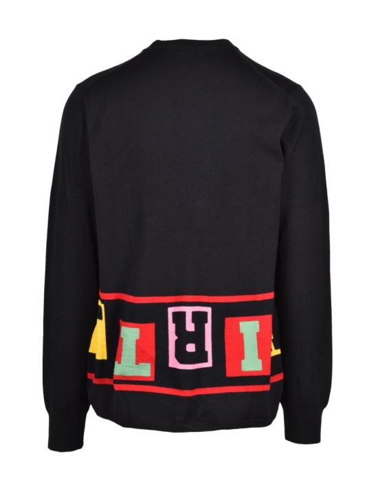 25FW 꼼데가르송 니트웨어 검정색 블록체 레터링 아크릴 혼방 크루넥 스웨터 - COMME DES GARCONS