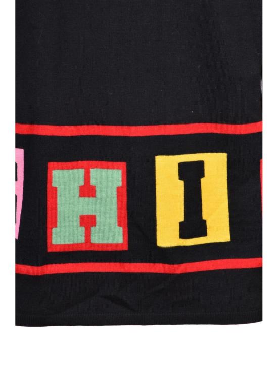 25FW 꼼데가르송 니트웨어 검정색 블록체 레터링 아크릴 혼방 크루넥 스웨터 - COMME DES GARCONS