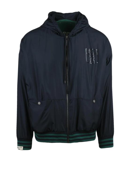 25FW 골든구스 탑 녹색/파란색 양면 나일론 소매 면 스웨트셔츠 - GOLDEN GOOSE