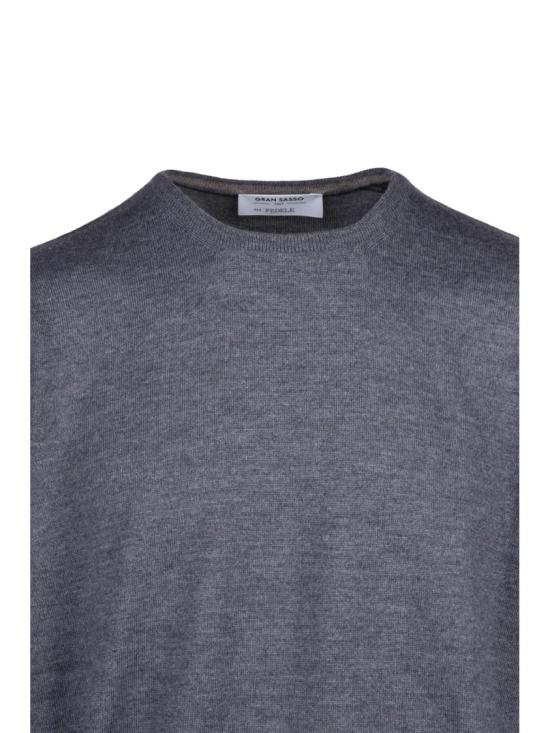 25FW 그랑싸쏘 니트웨어 회색 맞춤형 버진 울 크루넥 스웨터 - GRAN SASSO