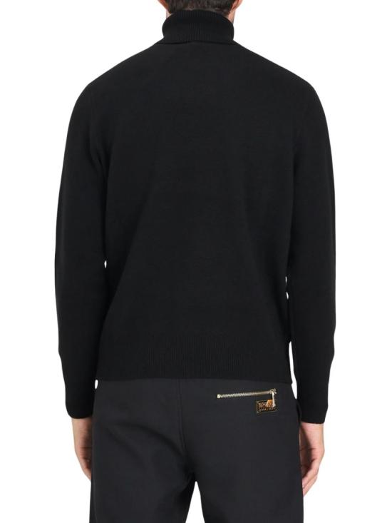 25FW 베르사체 니트웨어 블랙 로고 디테일 울 혼방 하이넥 스웨터 - VERSACE
