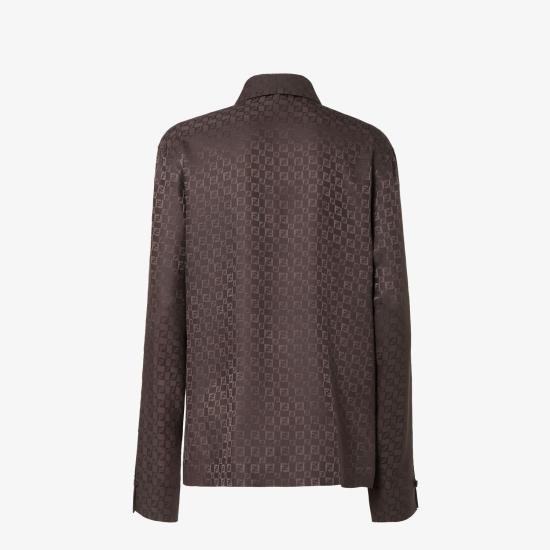 25FW 펜디 실크 FF 자카드 셔츠 FS8287AUQGF1T6H brown - FENDI