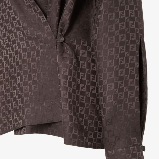25FW 펜디 실크 FF 자카드 셔츠 FS8287AUQGF1T6H brown - FENDI