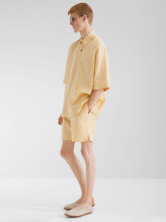  펜디 리넨 FF 자카드 쇼츠 FB0821AU6YF0PKL Yellow - FENDI