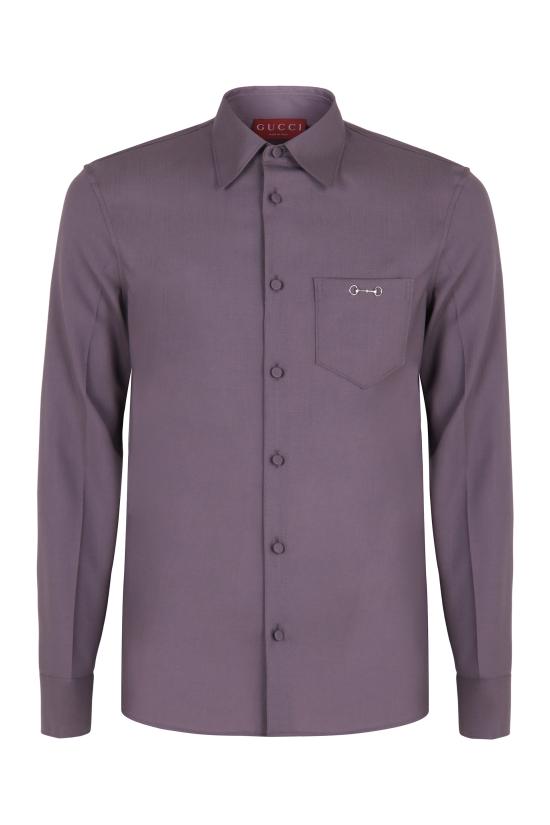 25FW 구찌 울 개버딘 클램프 슬림 셔츠 841624Z505F5388 purple
