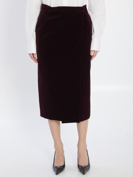 25FW 생로랑 미디 스커트 826769Y615W6500 Red purple or grape