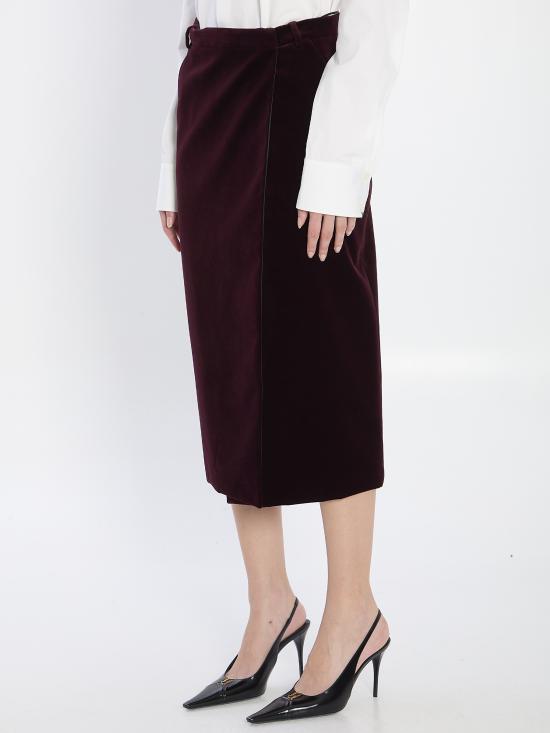 25FW 생로랑 미디 스커트 826769Y615W6500 Red purple or grape - SAINT LAURENT