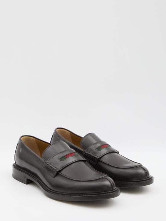 25FW 구찌 스무스 레더 웹 로퍼 838136AAEYD2243 brown - GUCCI