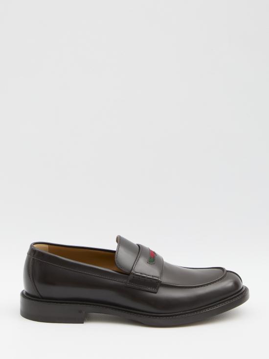 25FW 구찌 스무스 레더 웹 로퍼 838136AAEYD2243 brown