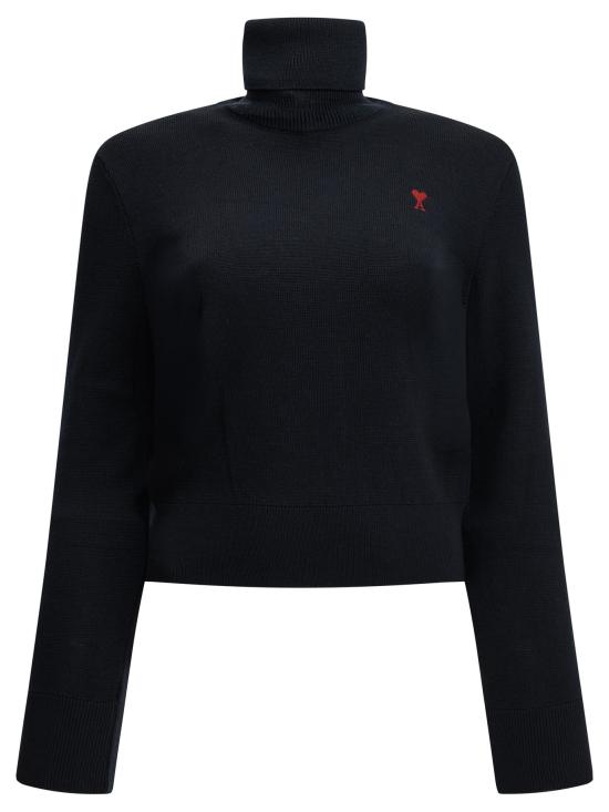 26FW 아미 스몰 하트 로고 울 터틀넥 스웨터 FKS827 001414 Blue