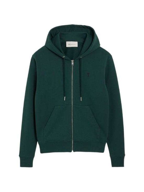 26FW 아미 스몰 하트 로고 코튼 후드 집업 HSW765 730 A258 Green