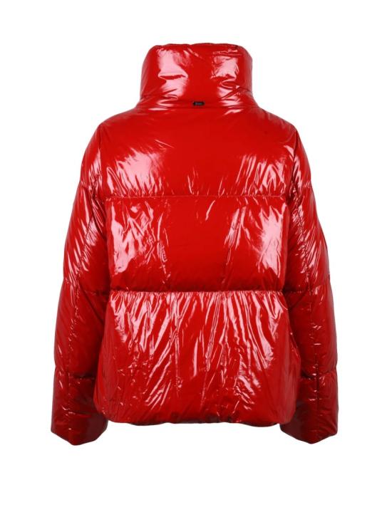 25FW 에르노 숏패딩 레드 컬러의 에나멜 코팅 폴리아미드 다운 재킷 - HERNO