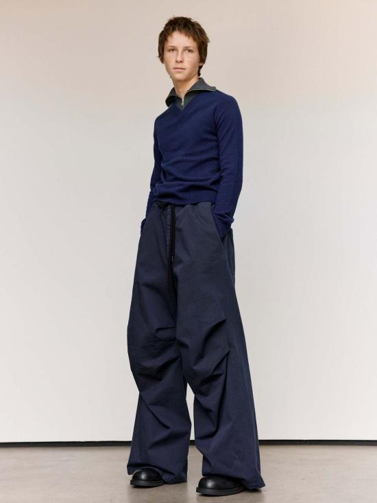  MM6 메종마르지엘라 스웨터 Mm6 메종 마르지엘라 울 이중 레이어 브이넥 쿼터 집업 - MM6 MAISON MARGIELA