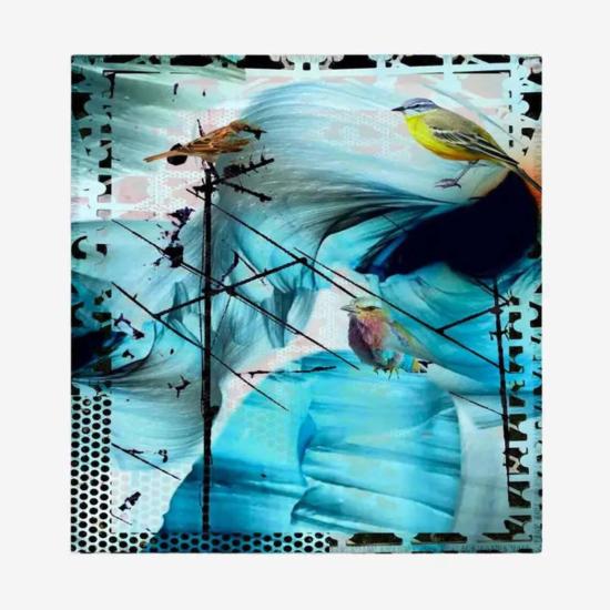  Isabelle Gougenheim Designs 머플러/스카프 Isabelle Gougenheim이 디자인한 L'oiseau Bleu 실크 스카프 - OTHER BRANDS