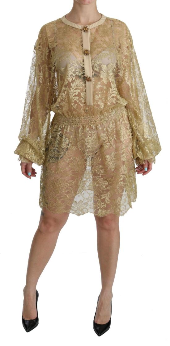 26FW 돌체앤가바나 미디 원피스 9069452165406 GOLD - DOLCE & GABBANA