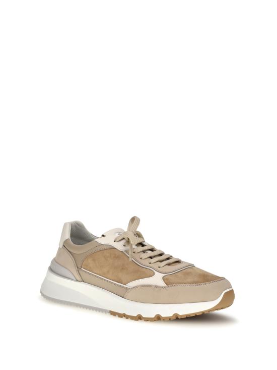 26FW 브루넬로 쿠치넬리 누벅 레더 스웨이드 러닝 스니커즈 MZUSNEO355 CIC58 BEIGE - BRUNELLO CUCINELLI