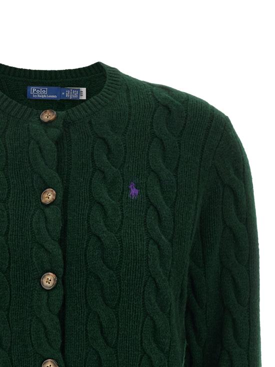 26FW 폴로 랄프로렌 로고 자수 크루넥 가디건 211972104503 Green - POLO RALPH LAUREN