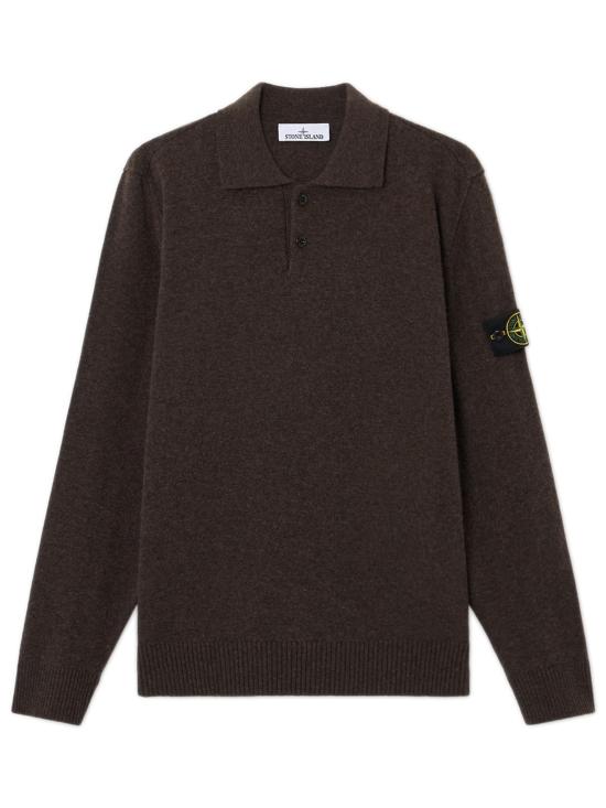 26FW 스톤 아일랜드 라이트 RWS 질롱 울 버튼 플래킷 루즈 핏 폴로 칼라 스웨터 L2S155100018S00B4 V0M62 MARRONE