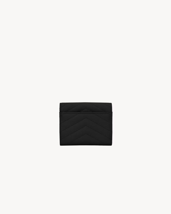 26FW 생로랑 텍스처드 퀼티드 레더 컴팩트 3단 모노그램 지갑 403943BOW01 1000 BLACK - SAINT LAURENT