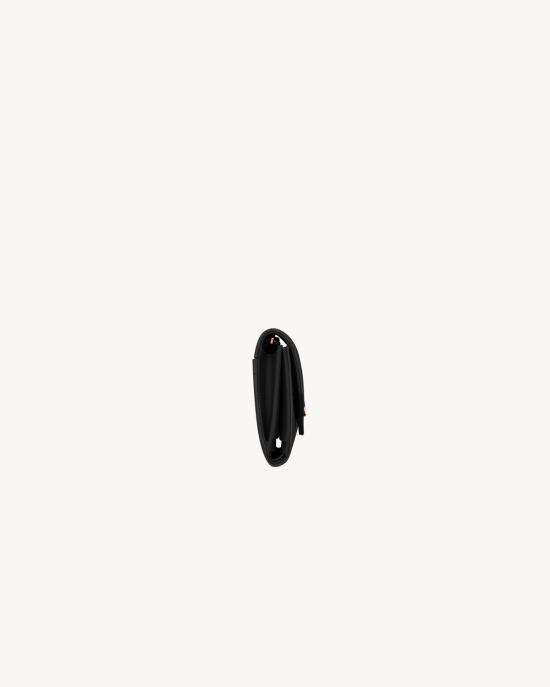 26FW 생로랑 텍스처드 퀼티드 레더 컴팩트 3단 모노그램 지갑 403943BOW01 1000 BLACK - SAINT LAURENT