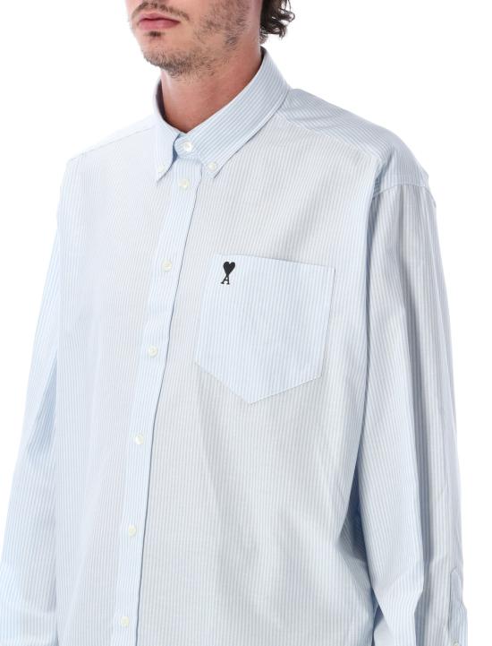 26FW 아미 반팔 티셔츠 HSH822CO0087 475 WHITE LIGHT BLUE - AMI