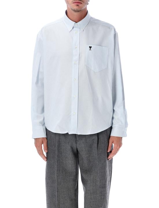 26FW 아미 반팔 티셔츠 HSH822CO0087 475 WHITE LIGHT BLUE