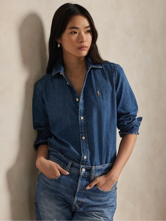 26FW 랄프 로렌 데님 셔츠 데님 슬림핏 블루 카미시아