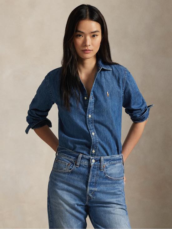 26FW 랄프 로렌 데님 셔츠 데님 슬림핏 블루 카미시아 - RALPH LAUREN