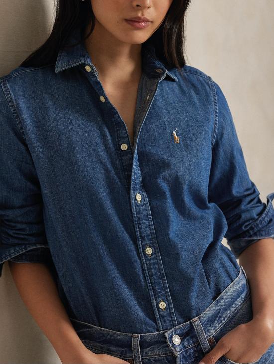 26FW 랄프 로렌 데님 셔츠 데님 슬림핏 블루 카미시아 - RALPH LAUREN