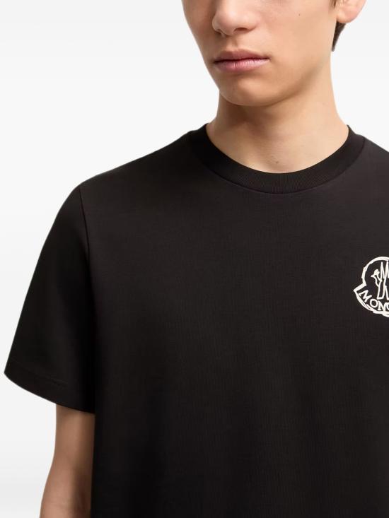 26FW 몽클레어 로고 프린트 티셔츠 8C00025 89AUG 999 BLACK DOM - MONCLER
