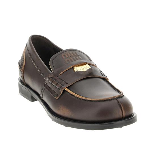26FW 미우미우 빈티지 레더 페니 로퍼 5D773DF0203G48 Brown - MIU MIU