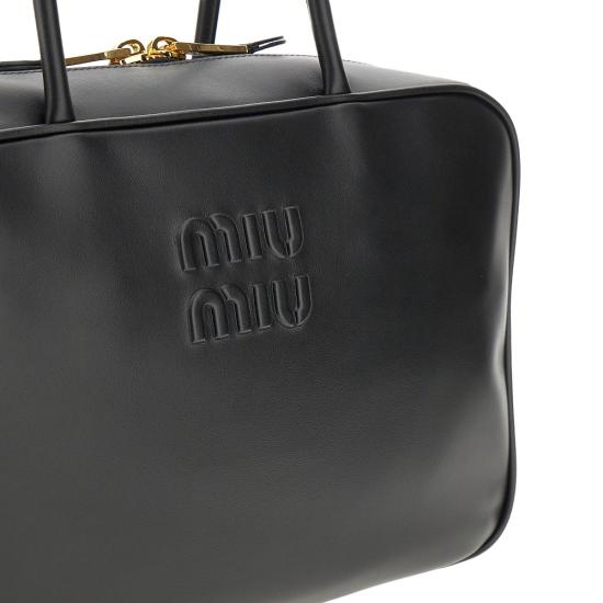 26FW 미우미우 가죽 탑 핸들백 5BB117VMON2CRW Black - MIU MIU