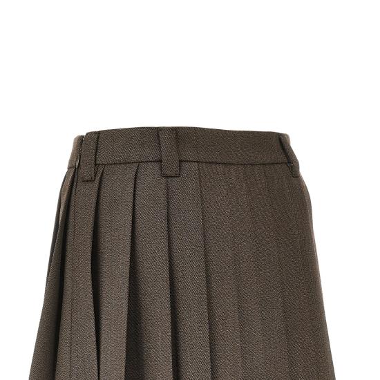 26SS 미우미우 플리츠 커버 패브릭 미니스커트 MG2348SOOO180R Brown - MIU MIU