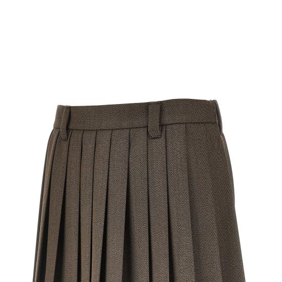 26SS 미우미우 플리츠 커버 패브릭 미니스커트 MG2348SOOO180R Brown - MIU MIU