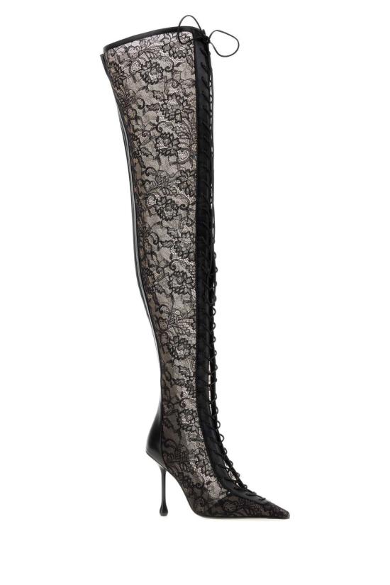  지미추 부츠 스칼렛 레이스 앤 나파 가죽  블랙 - JIMMY CHOO