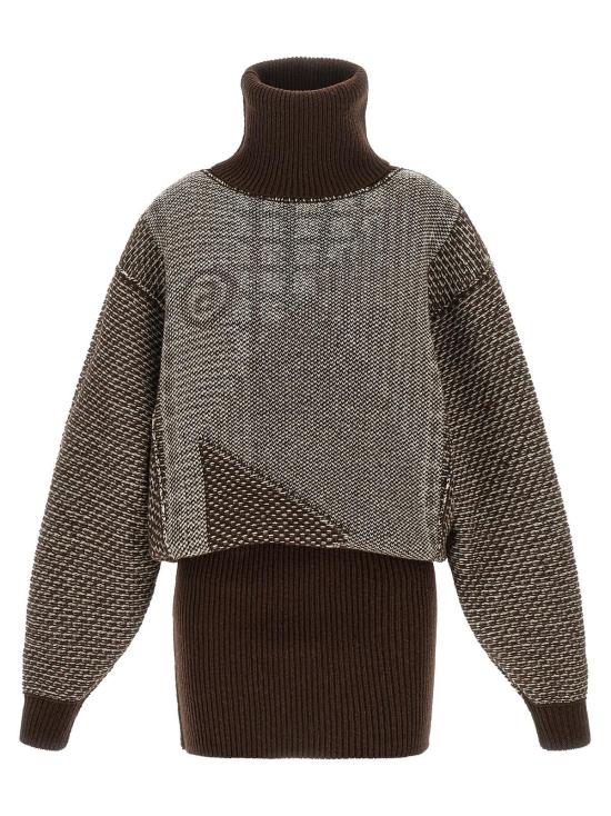  MM6 메종마르지엘라 숏 원피스 Mm6 메종 마르지엘라 울 숏 드레스 브라운 - MM6 MAISON MARGIELA
