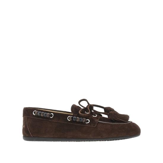26FW 미우미우 스웨이드 태슬 장식 덱 슈즈 5D518EF005054 Brown