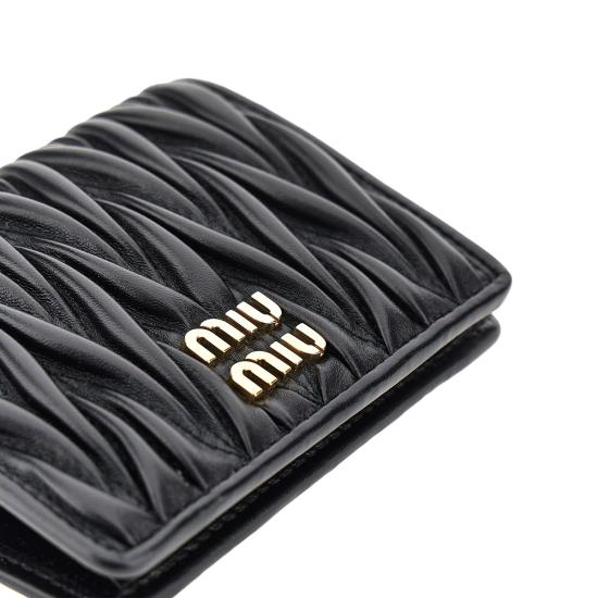 26FW 미우미우 마테라쎄 나파 가죽 반지갑 5MV204AFPP Black - MIU MIU